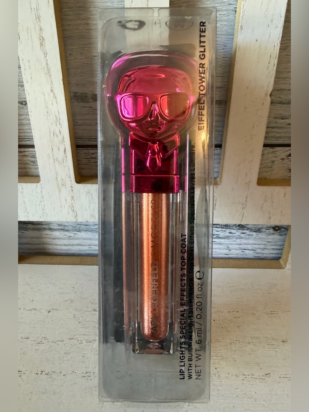 Karl Lagerfeld ModelCo Lip Gloss EIFFEL TOWER GLITTER Top Coat Italy New In Box